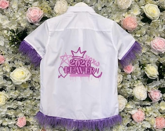 Personalised 2026 Leavers Shirt | Custom Name, Feather Trim Keepsake
