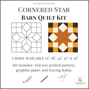 Barn Quilt Pattern Kit, Full Size Printed Pattern, Graphite Paper, Tracing Stylus