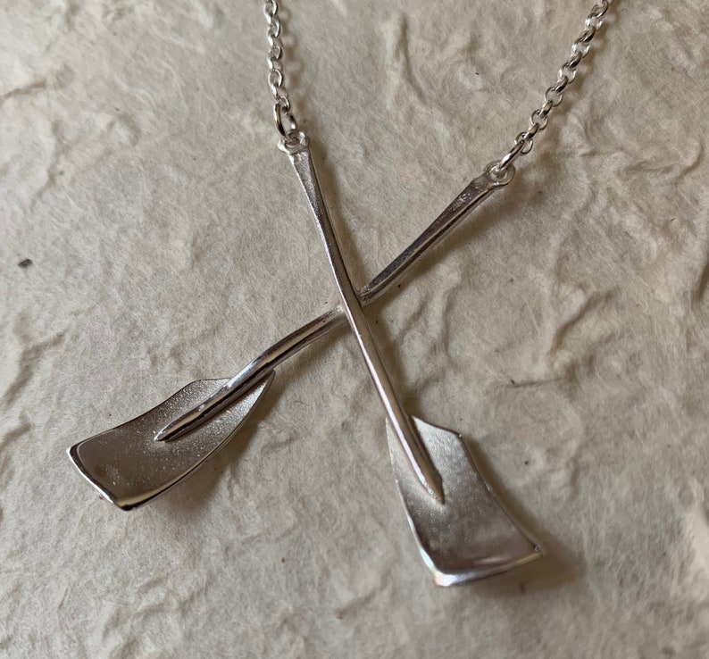 Silver Crossed Rowing Oars Necklace Etsy