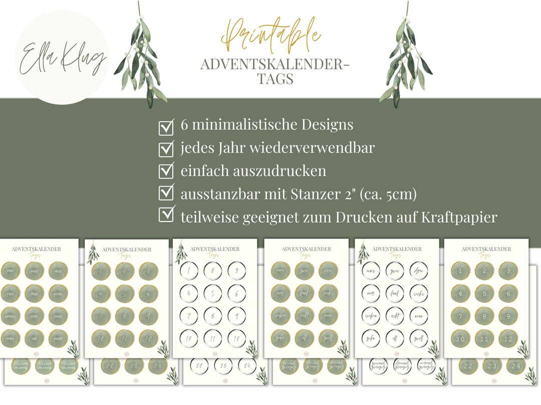 Advent Calendar Tags - Printable Advent Calendar Tags (PDF for Download ...