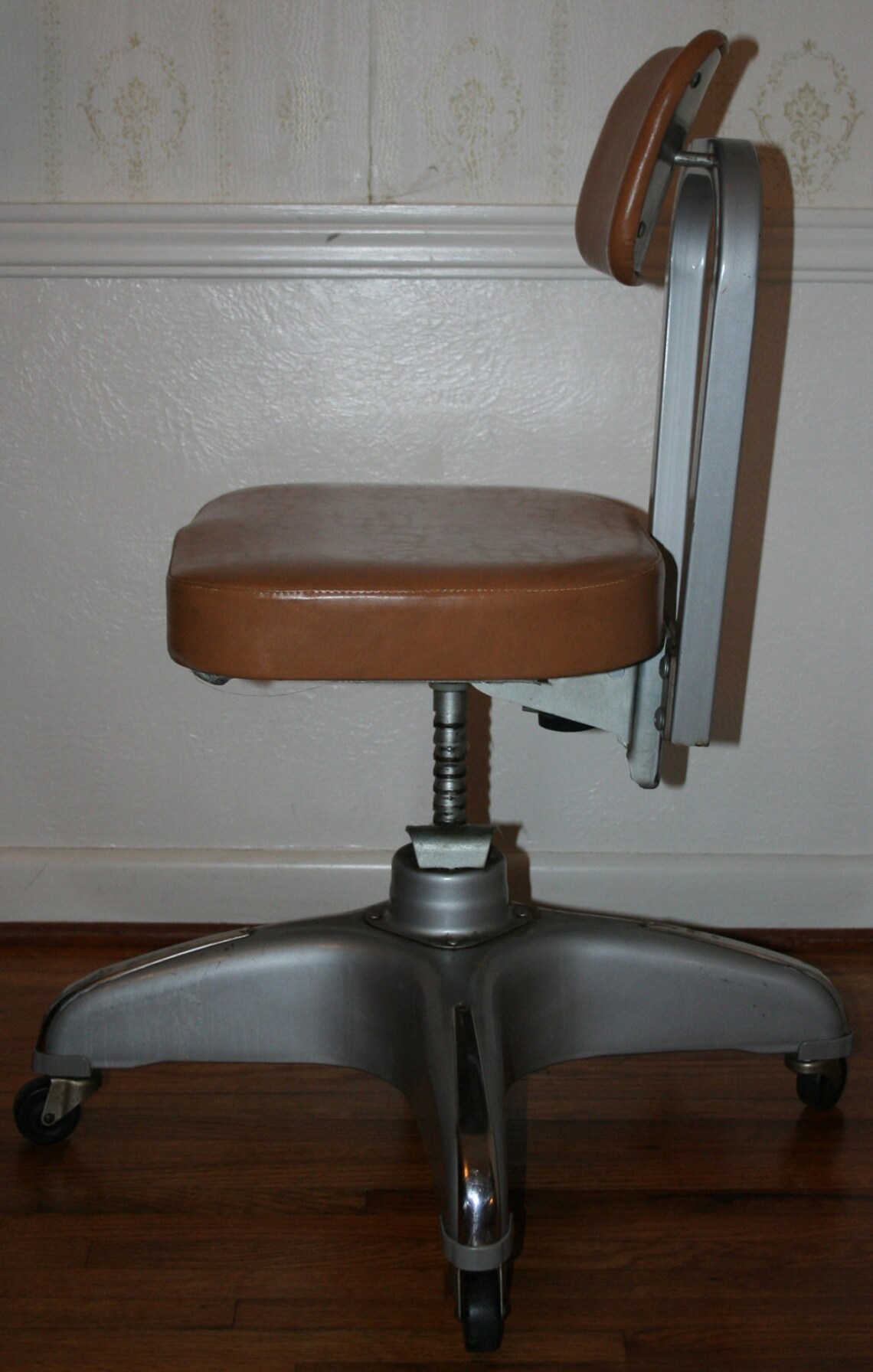 Vintage Industrial Cole Steel Office Chair Vinyl Upholstery Etsy