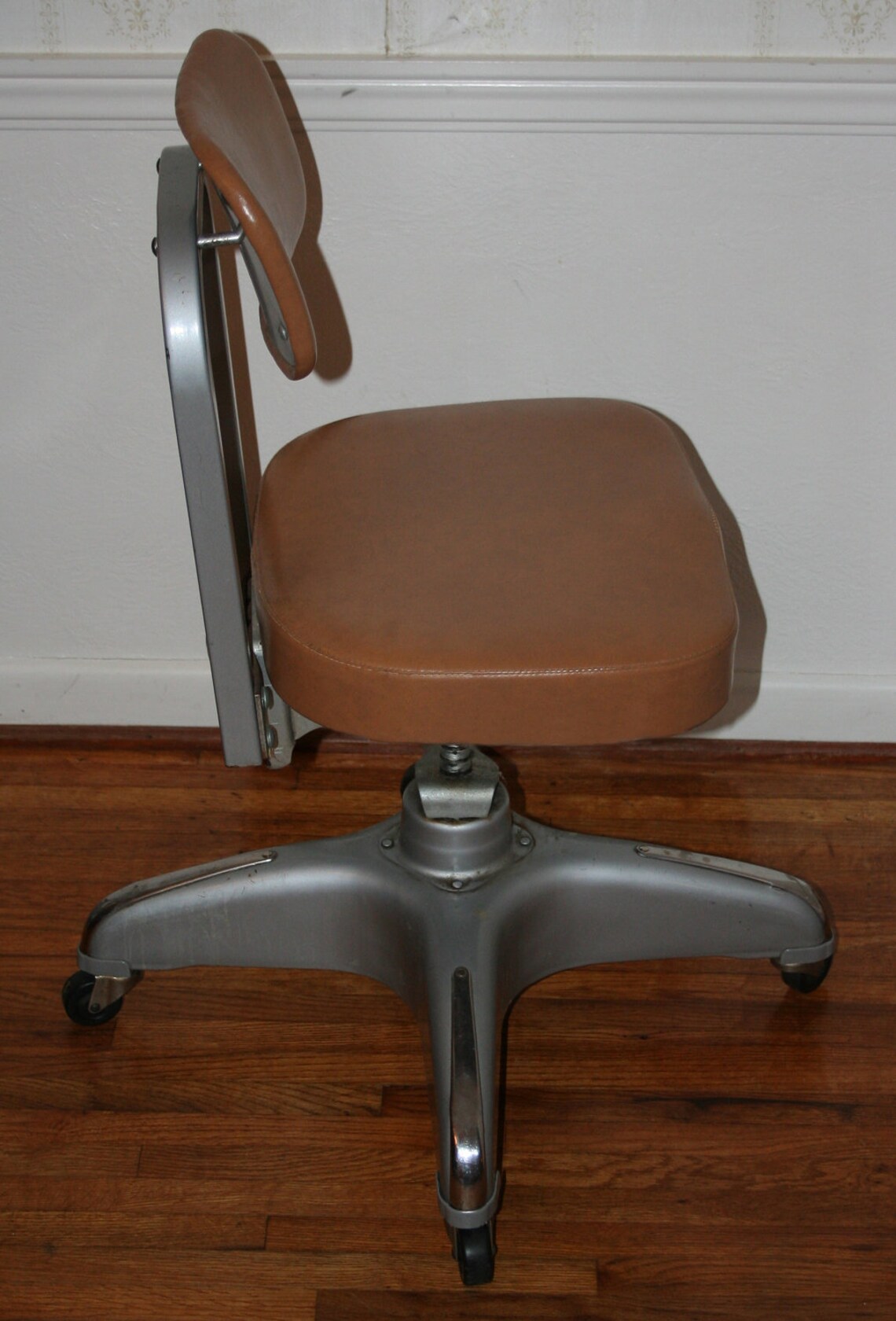 Vintage Industrial Cole Steel Office Chair Vinyl Upholstery Etsy