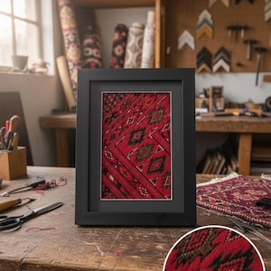 Tapete de lã emoldurado, decoração vintage em tela, arte abstrata