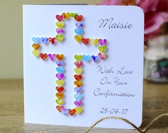 Confirmation Day Card - Personalised Confirmation Card with Name and Date, Handmade 3D - Boy / Girl - On Your Confirmation Day