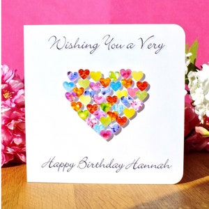 Carte d'anniversaire personnalisée - Carte d'anniversaire personnalisée colorée avec le nom et l'âge de votre choix, sœur, amie, fille, maman, etc.