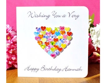 Personalised Birthday Card - Colourful Custom Birthday Card with Name or Relation of your choice, Sister, Friend, Daughter, Mum, etc.