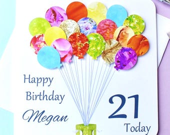 21st Birthday Card - Personalised Age 21 Birthday Card - Handmade - Son - Daughter - Grandson - Granddaughter for Male or Female Him or Her