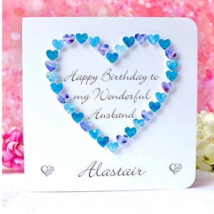 Carte d'anniversaire personnalisée pour mari - Fait main avec nom et tout âge - 30e 40e 50e 60e 65e 70e 75e 80e 85e 90e