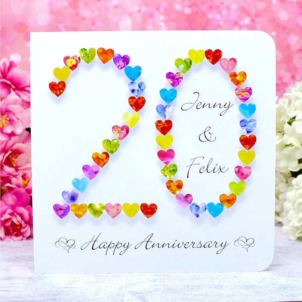 Handmade 20th Wedding Anniversary Card - 20th Anniversary Card, Our 20 China Wedding Anniversary, Personalised / Customised with Names