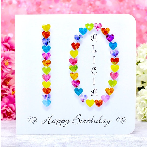 10th Birthday Card, Personalised Handmade Birthday Card Age 10 for Boys or Girls BHA10