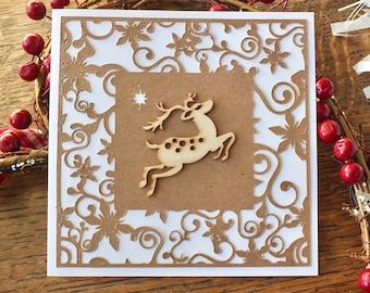 pack of 3 rustic handmade christmas cards happy holidays xmas cards wooden reindeer rudolph merry christmas - Photo Xmas Cards pack of 3 rustic handmade christmas cards happy holidays xmas cards wooden reindeer rudolph merry christmas - Photo Xmas Cards