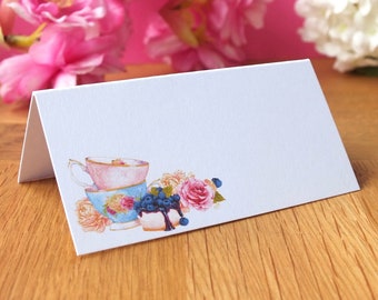 Afternoon Tea Place Cards - Vintage Wedding / Dinner Party Guest Table Setting Name Cards - Blank or Personalised Seating Cards Decoration