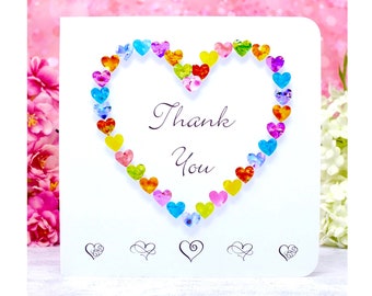 Any Text Thank You Cards Pack - Add Your Own Personalised Text Within the Heart - Handmade, Thankyou Cards  - Single or Packs of 5 or 10