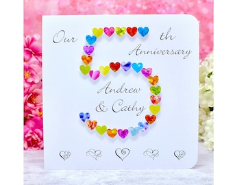 5th Wedding Anniversary Card - Personalised Our 5th Anniversary Card - Handmade 3D - Husband - Wife - Bright Heart Design