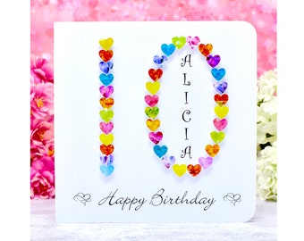 10th Birthday Card for Girls or Boys Personalised for Daughter, Son, Great Granddaughter, Niece, Age 10 Tenth Birthday