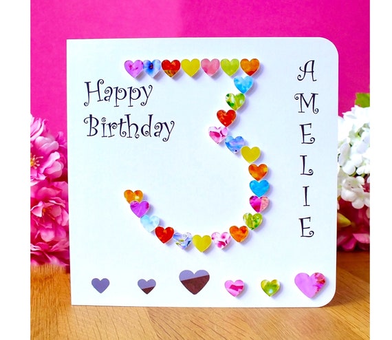 3rd Birthday Card Personalised Handmade Age 3 Card Etsy