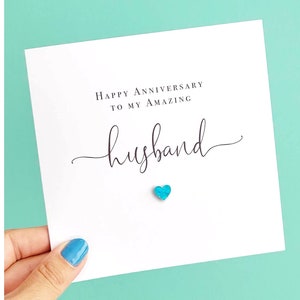 Carte d'anniversaire de mariage pour mon mari incroyable - carte de joyeux anniversaire pour mari - design coeur lumineux