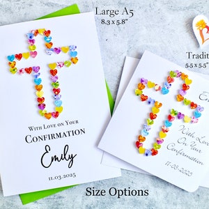 Confirmation Card Personalised Confirmation Day Cards with Name & Date, Colourful Handmade for Girl or Boy, With Love on Your Confirmation Bild 5