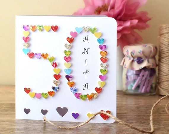 50th birthday card personalised age 50 card fiftieth etsy