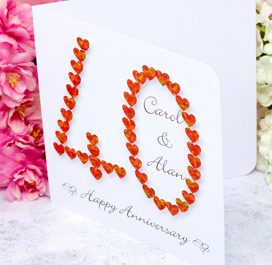 40th Anniversary Card Personalised 40 Ruby Wedding | Etsy UK