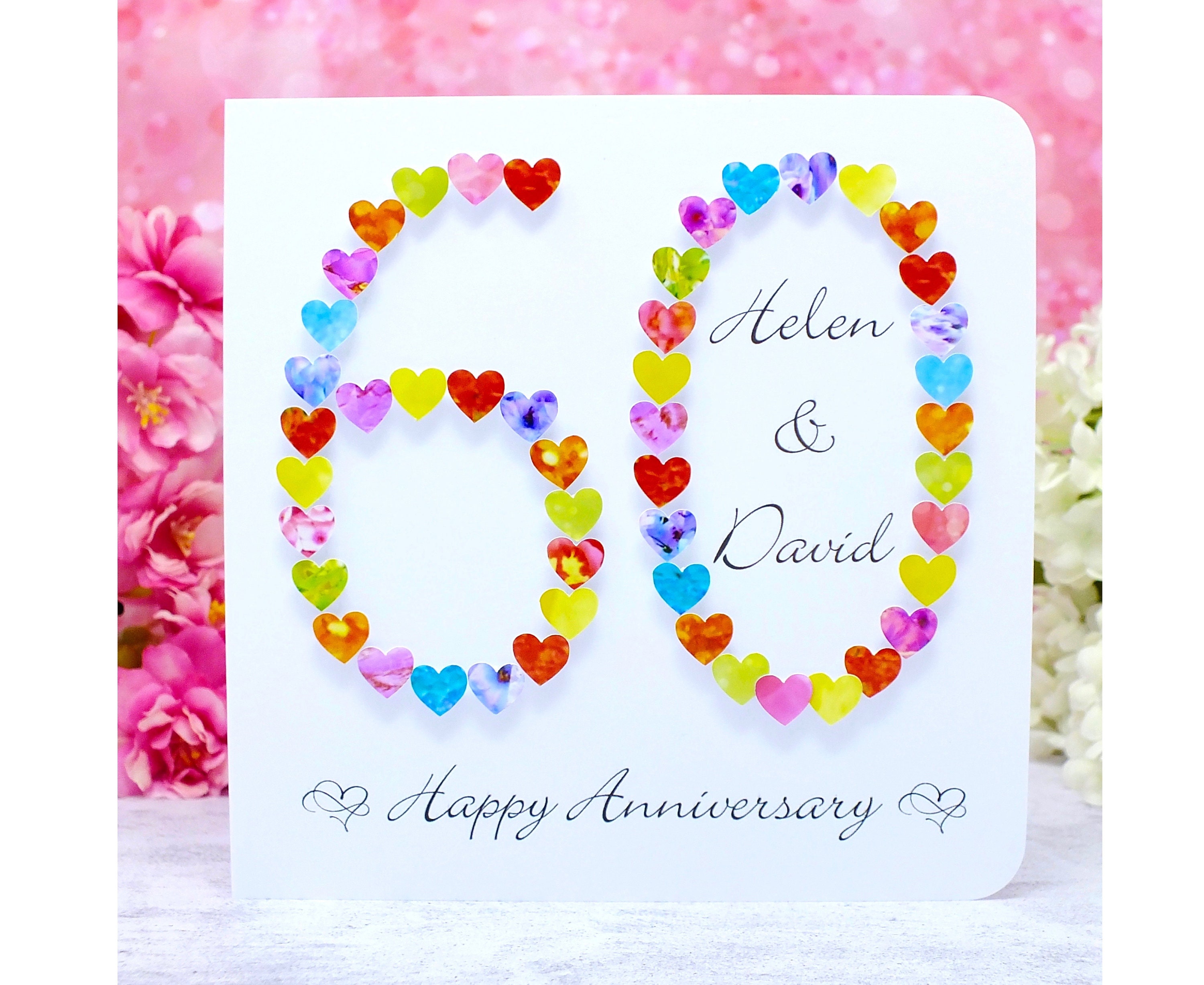 60th Wedding Anniversary Card Handmade Diamond Wedding - Etsy