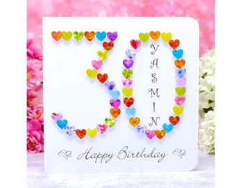 30th Birthday Card - Handmade and Personalised Age 30 Card - Customised with Name, Mum, Daughter, Sister, etc.