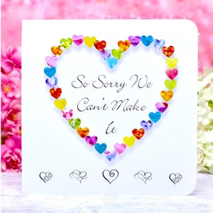 Carte de regret de mariage - Invitation RSVP de mariage Répondre refus / Carte avec regret - Carte faite main colorée BHE19a