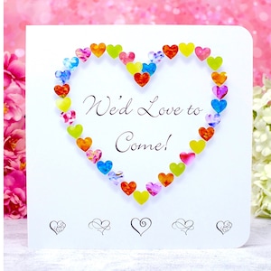 Wedding Acceptance Card -  Wedding RSVP Reply Card - &#39;We&#39;d (or I&#39;d) Love to Come&#39; Invitation Acceptance Response with Envelope - Single