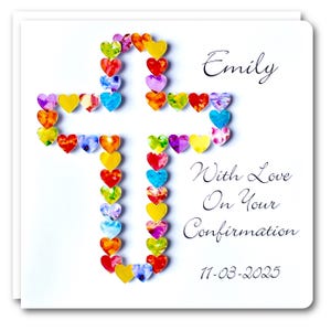 Carte de confirmation - Cartes de confirmation personnalisées avec nom et date, faites main pour fille ou garçon, fille fils petite-fille petit-fils