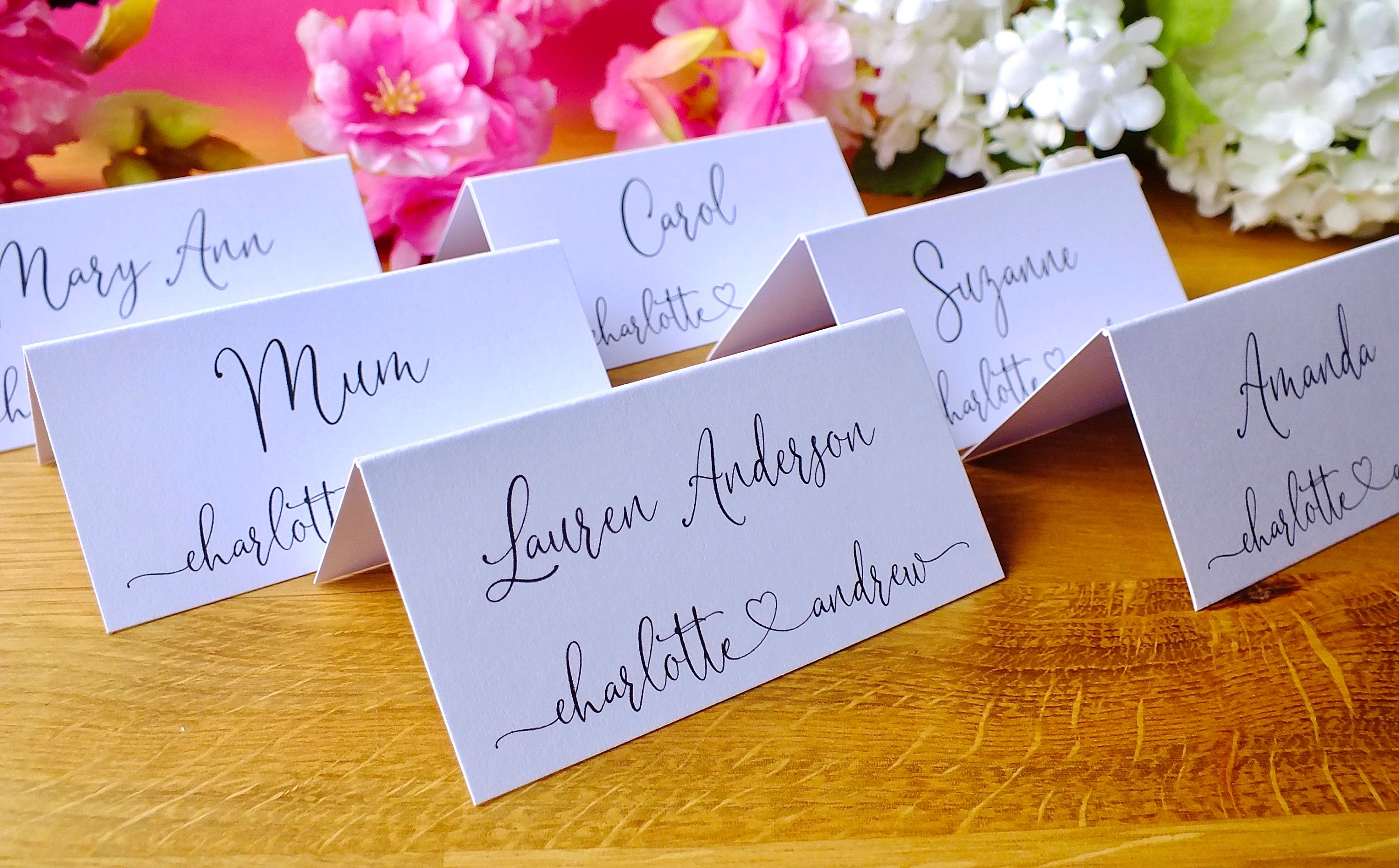 Personalised Wedding Place Cards Elegant Wedding Reception Etsy