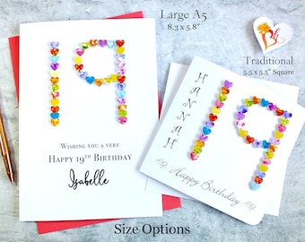 Personalised 19th Birthday Card Handmade Age 19 Birthday Card