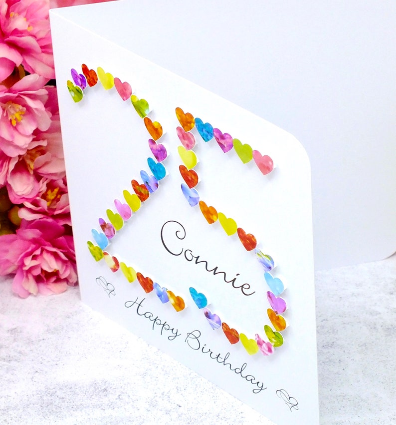 25th Birthday Card Handmade Personalised Age 25 Birthday Card from Bright Heart Design Colourful 3D for Her image 3