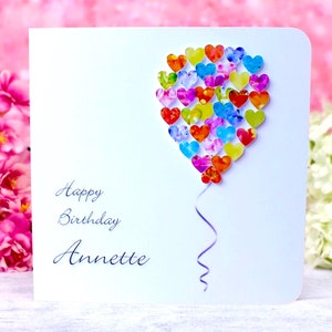 Personalised Birthday Card – Customised Colourful Balloon Birthday Card incl. Name - Perfect for Friend, Mum, Dad, Daughter, Son, etc.