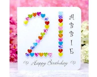 21st Birthday Card - Personalised Age 21 Card, Multi-coloured, Perfect for a Special Sister, Niece, Daughter, or a very special Friend