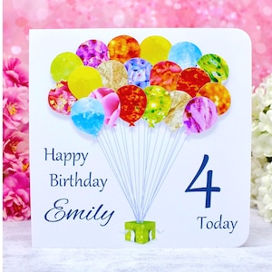 Carte d'anniversaire 4 ans - carte d'anniversaire personnalisée pour l'âge de 4 ans - faite main pour garçons ou filles - fille - fils - petite-fille petit-fils - nièce - neveu