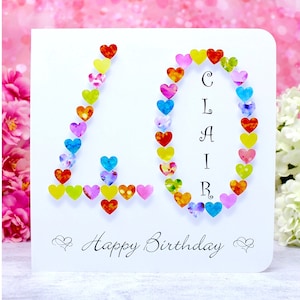 Carte de 40e anniversaire - carte de 40 ans personnalisée, faite main et personnalisée pour elle ou lui, fille, fils, épouse, mari, soeur, femme ou homme