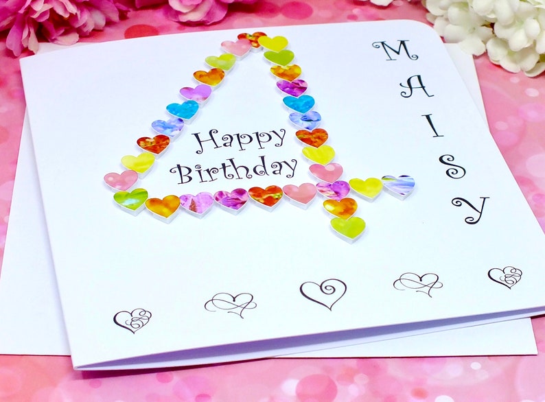 4th Birthday Card Handmade & Personalised Age 4 Card with Name Colourful 4th Birthday Cards for Son Daughter Boy Girl BHA04 image 5