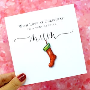 Carte de Noël pour maman - avec un bas de Noël 3D pour une maman très spéciale, personnalisée à la main de Bright Heart Design
