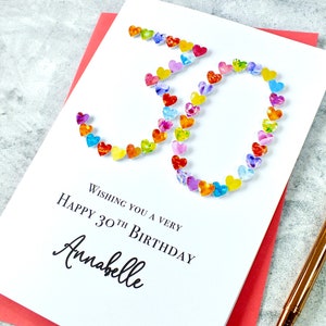 30th Birthday Card Handmade and Personalised Age 30 Card Customised with Name, Mum, Daughter, Sister, etc. Large A5 8.3 x 5.8”