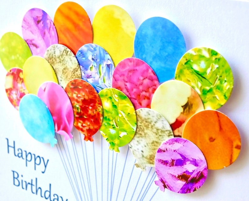 60th Birthday Card Personalised Age 60 Birthday Balloons Card Handmade Custom Personalised Mum Dad Sister Friend Colourful BHB60 image 2