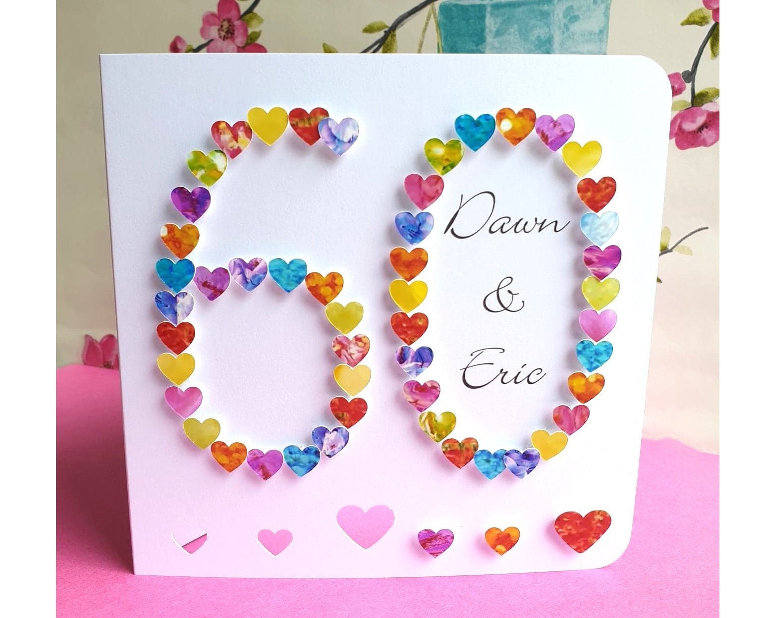 60th Wedding Anniversary Card Handmade Diamond Wedding Etsy