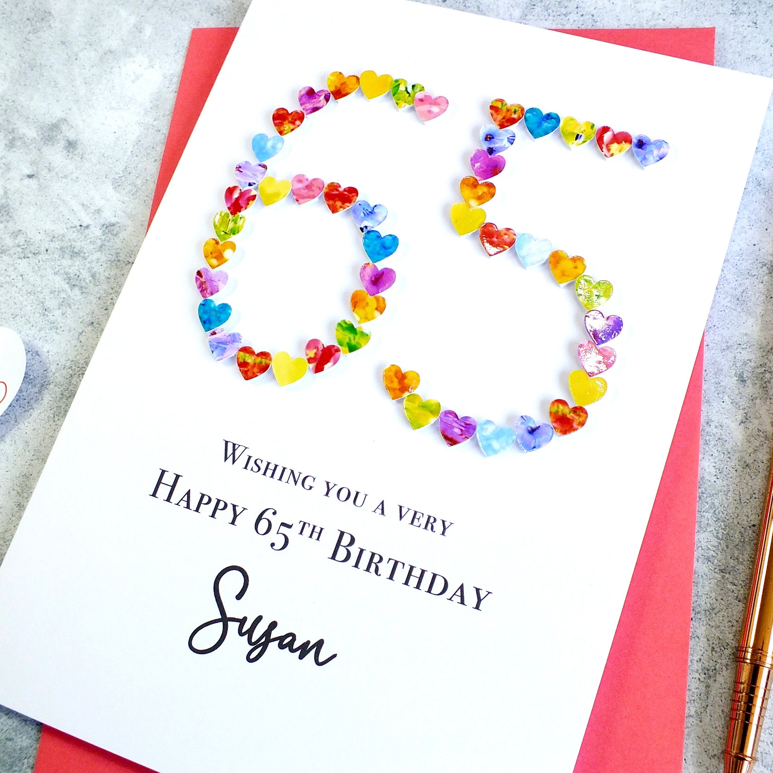 65th Birthday Card - Personalised Age 65 Card - Handmade 65th Birthday ...