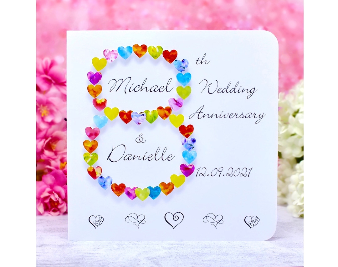 8th Wedding Anniversary Card Handmade & Personalised 8 Year - Etsy UK