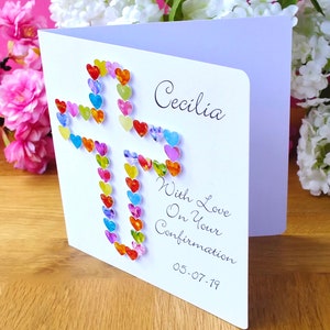 Confirmation Card Personalised Confirmation Day Cards with Name & Date, Colourful Handmade for Girl or Boy, With Love on Your Confirmation Bild 2