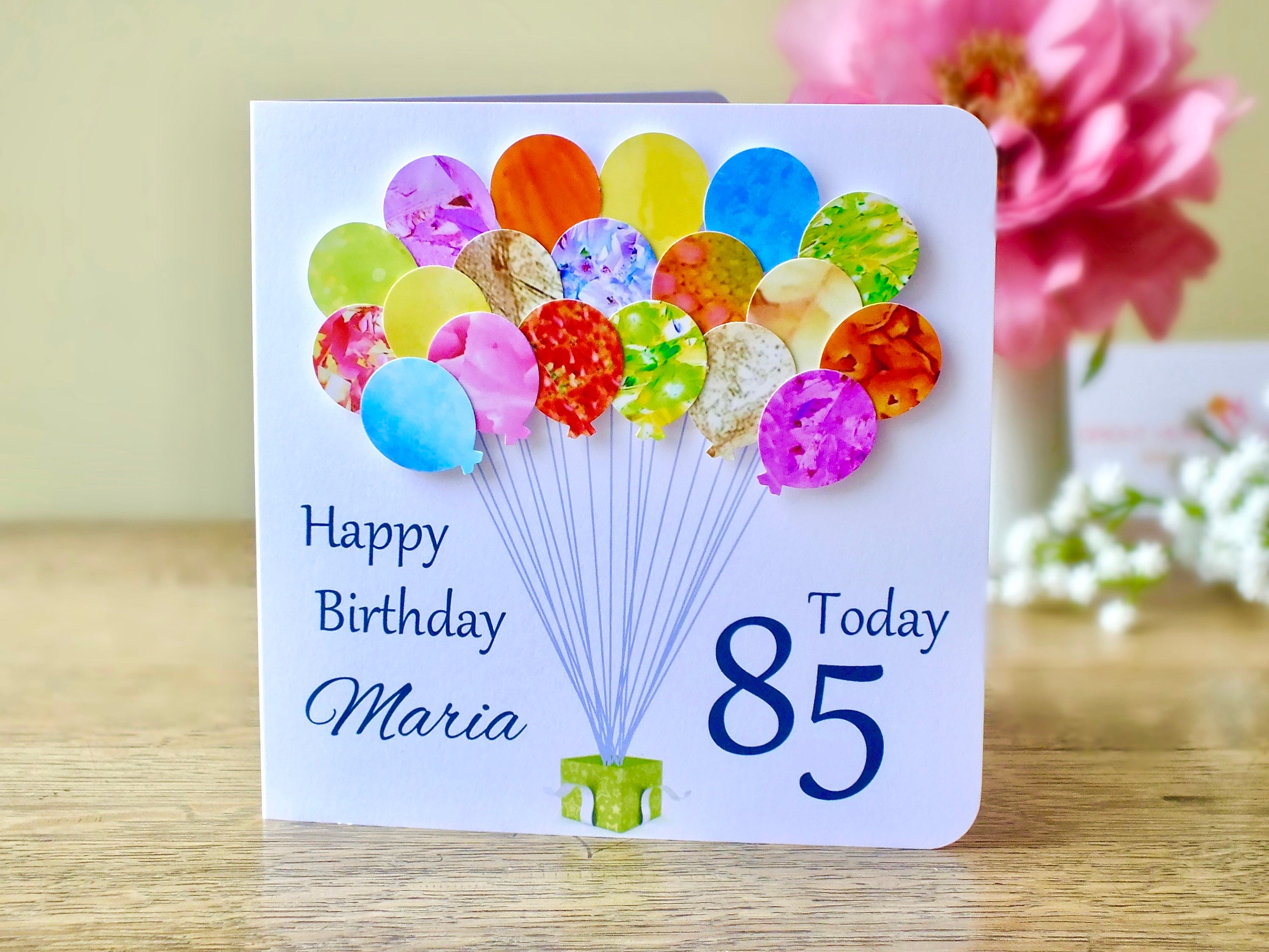 85th Birthday Card Personalised Age 85 Birthday Balloons Etsy