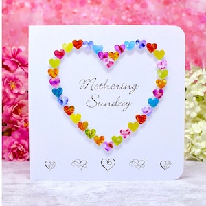 Handmade Mothering Sunday Card - Mothers Day, Love Heart - Add Personalised Message