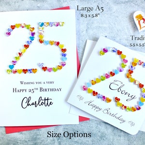 25th Birthday Card Handmade Personalised Age 25 Birthday Card from Bright Heart Design Colourful 3D for Her image 6