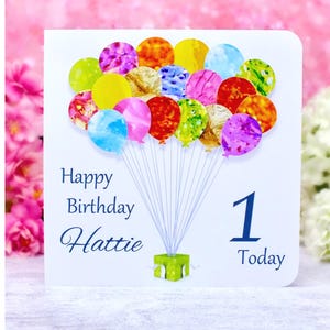 Carte de 1er anniversaire - Cartes personnalisées pour le premier anniversaire de l'âge de 1 an - faites à la main pour garçons ou filles, fille, fils, petite-fille, petit-fils fille garçon