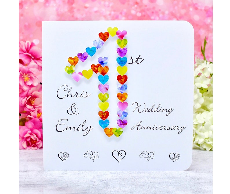 1st Wedding Anniversary Card - Handmade and Personalised 1st ...