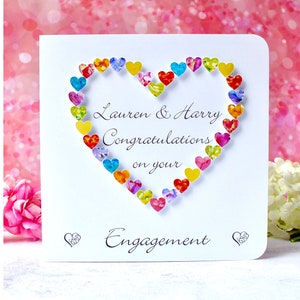 On Your Engagement Card - Handmade & Personalised, Colourful Congratulations on Your Engagement Customised Cards by Bright Heart Design